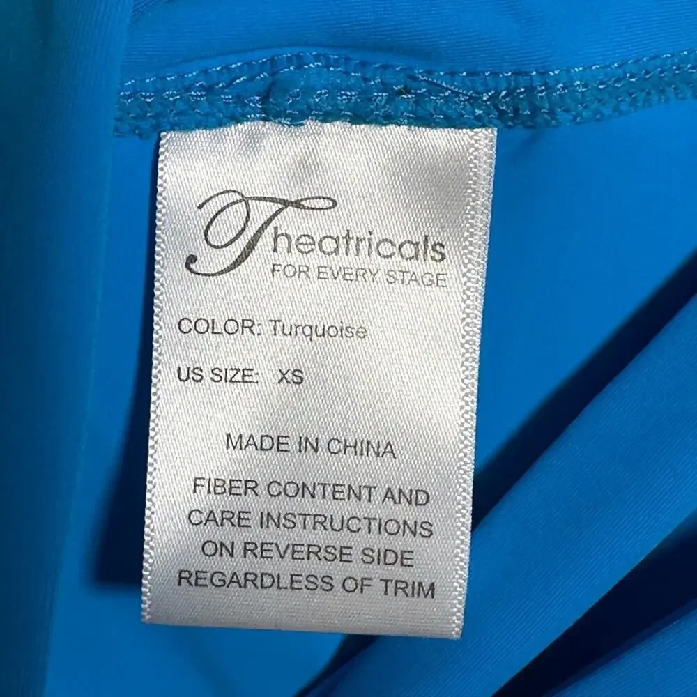 Theatricals blue black 2 piece dance set bike shorts crop top tank adult XS NWT